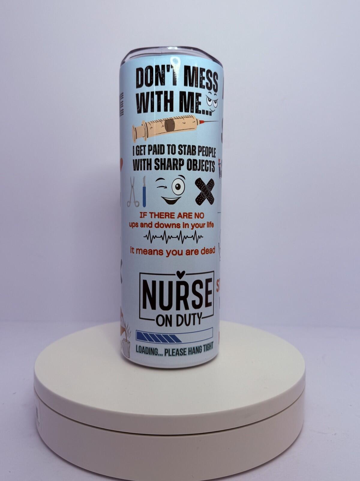20 oz Nursing Stainless Steel Tumbler with Lid, Straw