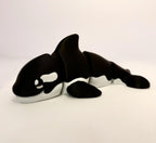 Large 3D Printed Articulated Orca – Flexible Toy Figurine - Black and White
