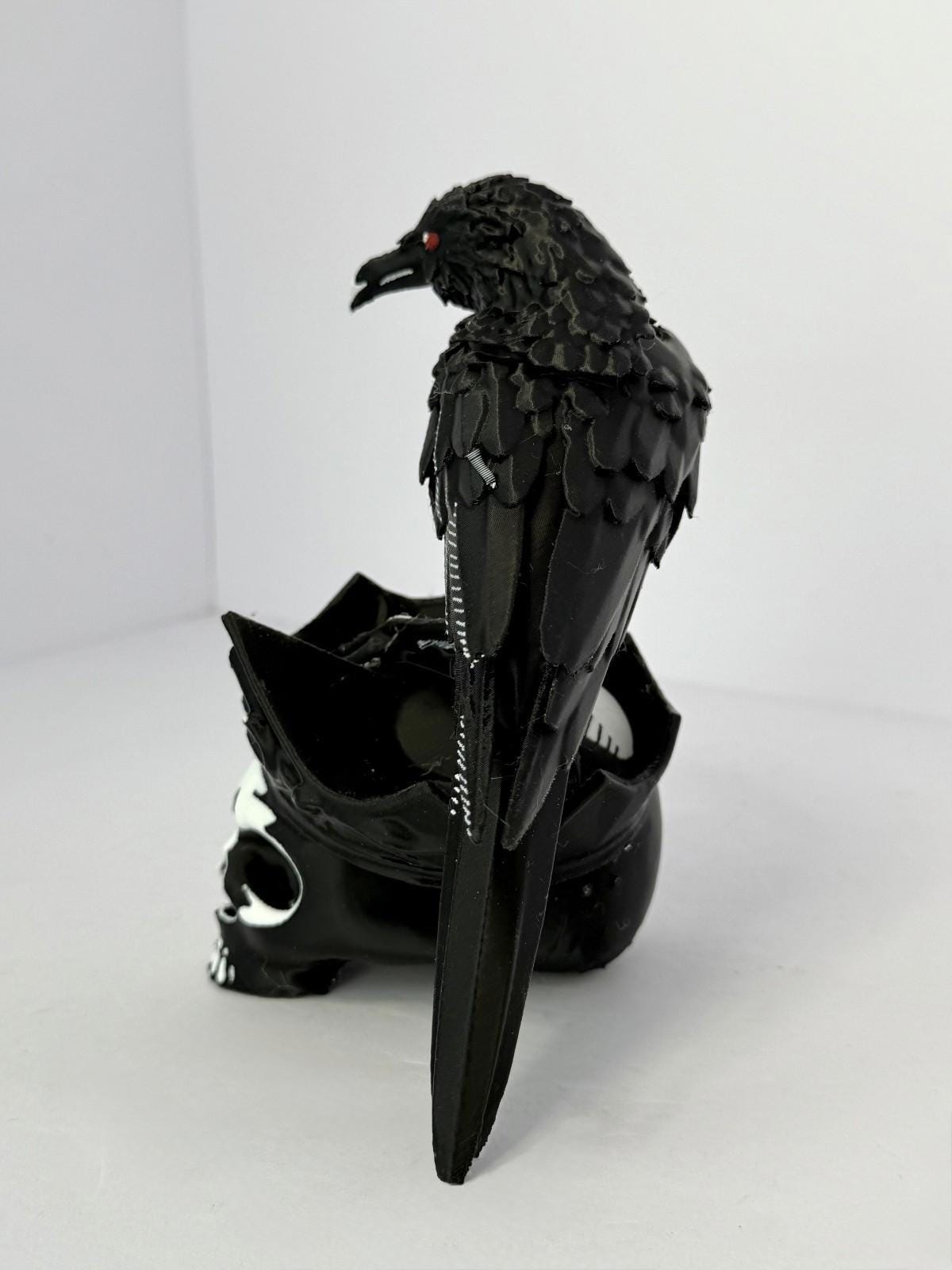 King Skull with Crow 3D Printed PLA - 7 Inch