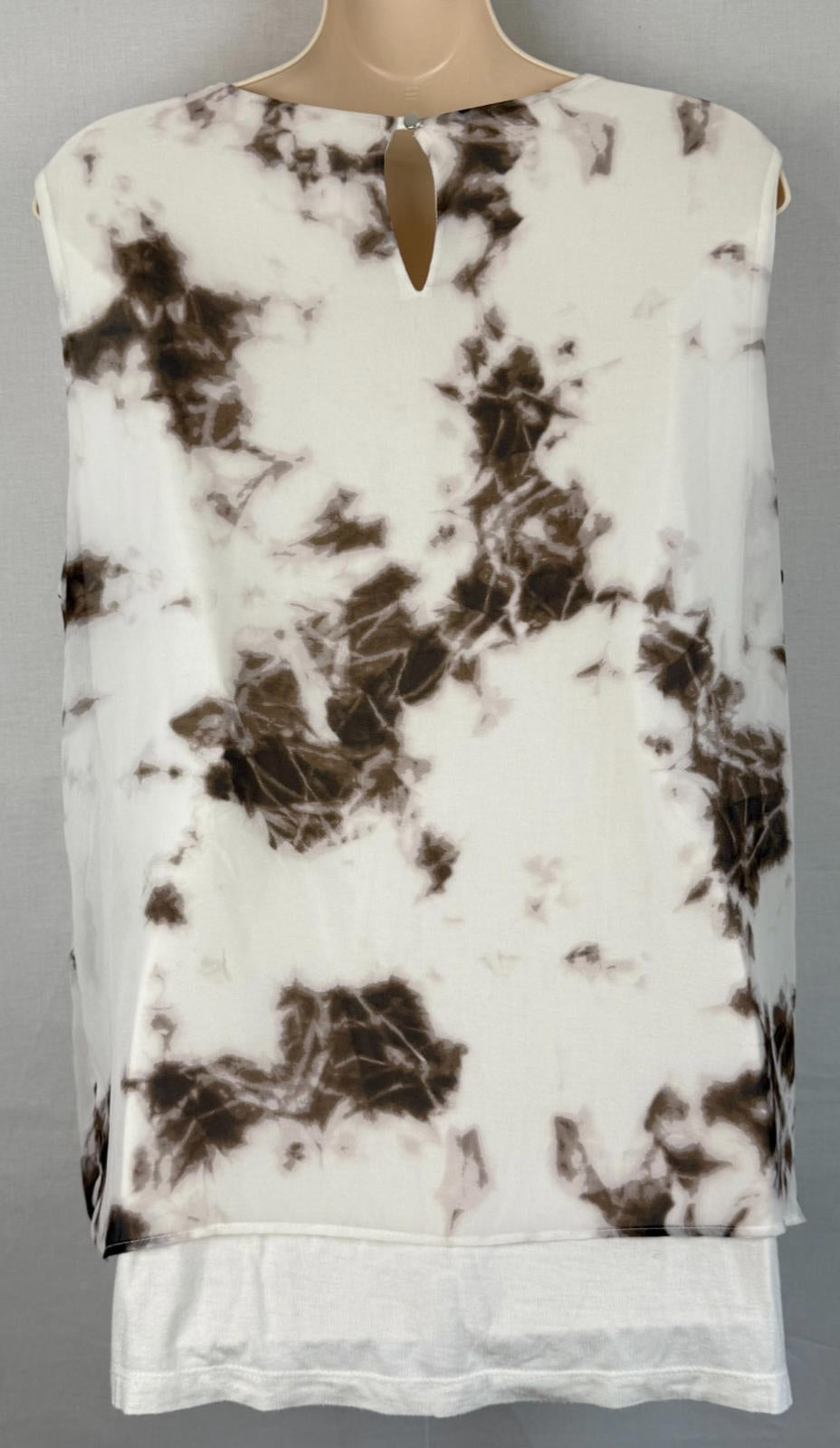 Calvin Klein Womens Blouse Size L Black and White Lined Polyester
