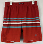 Spyder Youth Boys Swim Trunks Size XL 18-20, Blue/Red Strip Logo