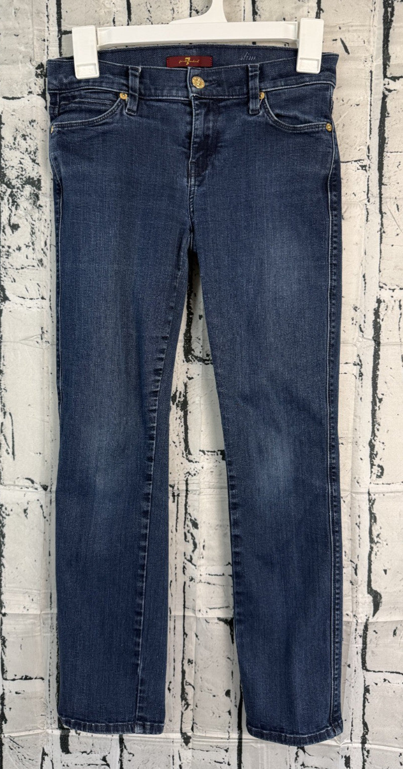 7 For All Mankind Jeans Womens Sz 26 Low Rise Slim Straight Blue Stretch
