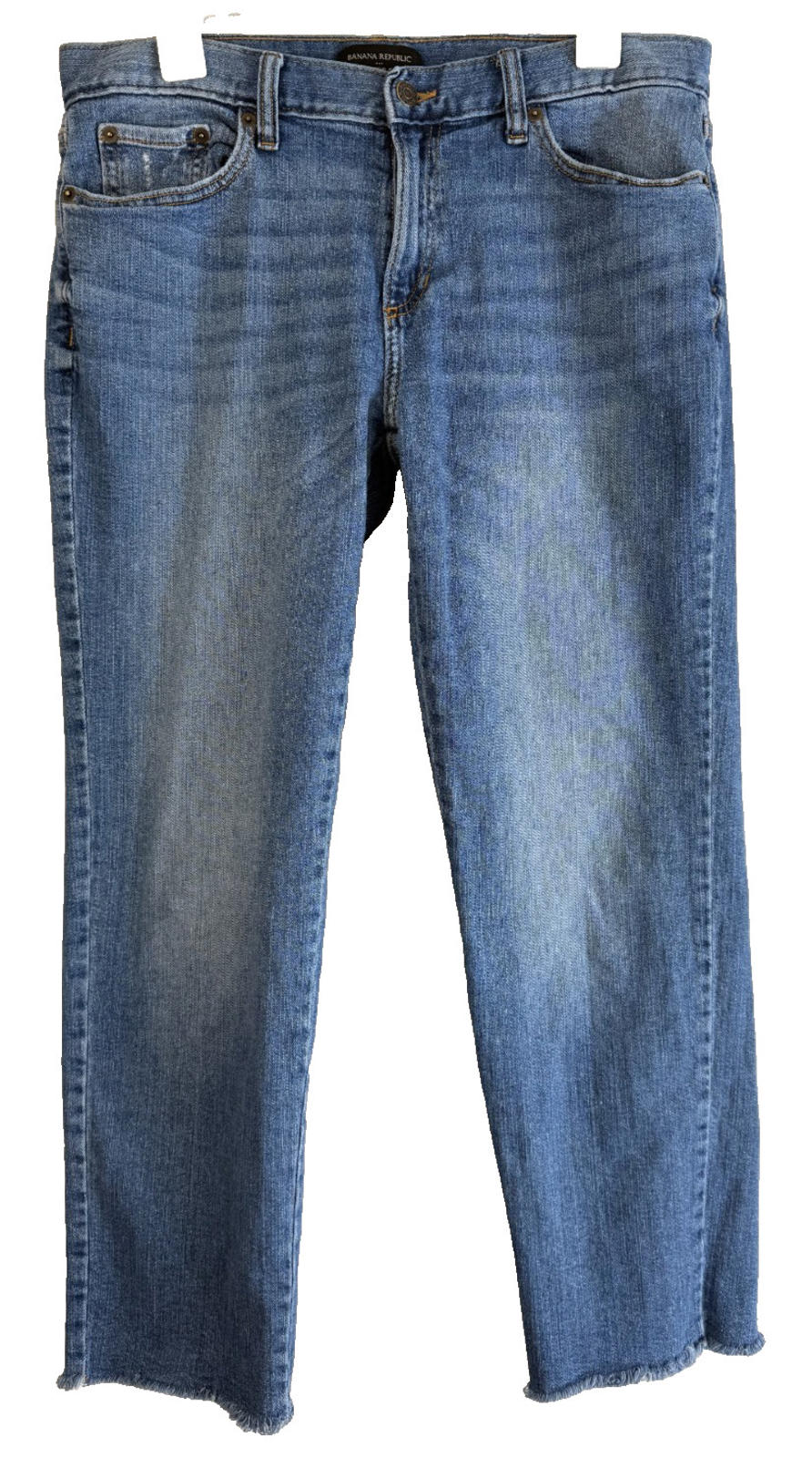 Banana Republic Girlfriend Jeans Women's Size 30/10 Raw Hem Distressed Wash