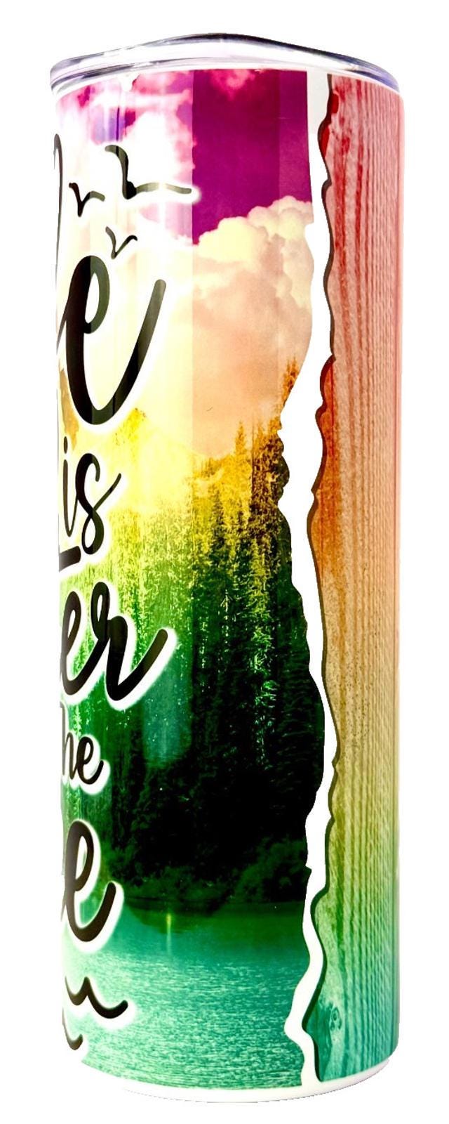 20 oz Life Is Better At The Lake Stainless Steel Tumbler with Lid, Straw, Brush