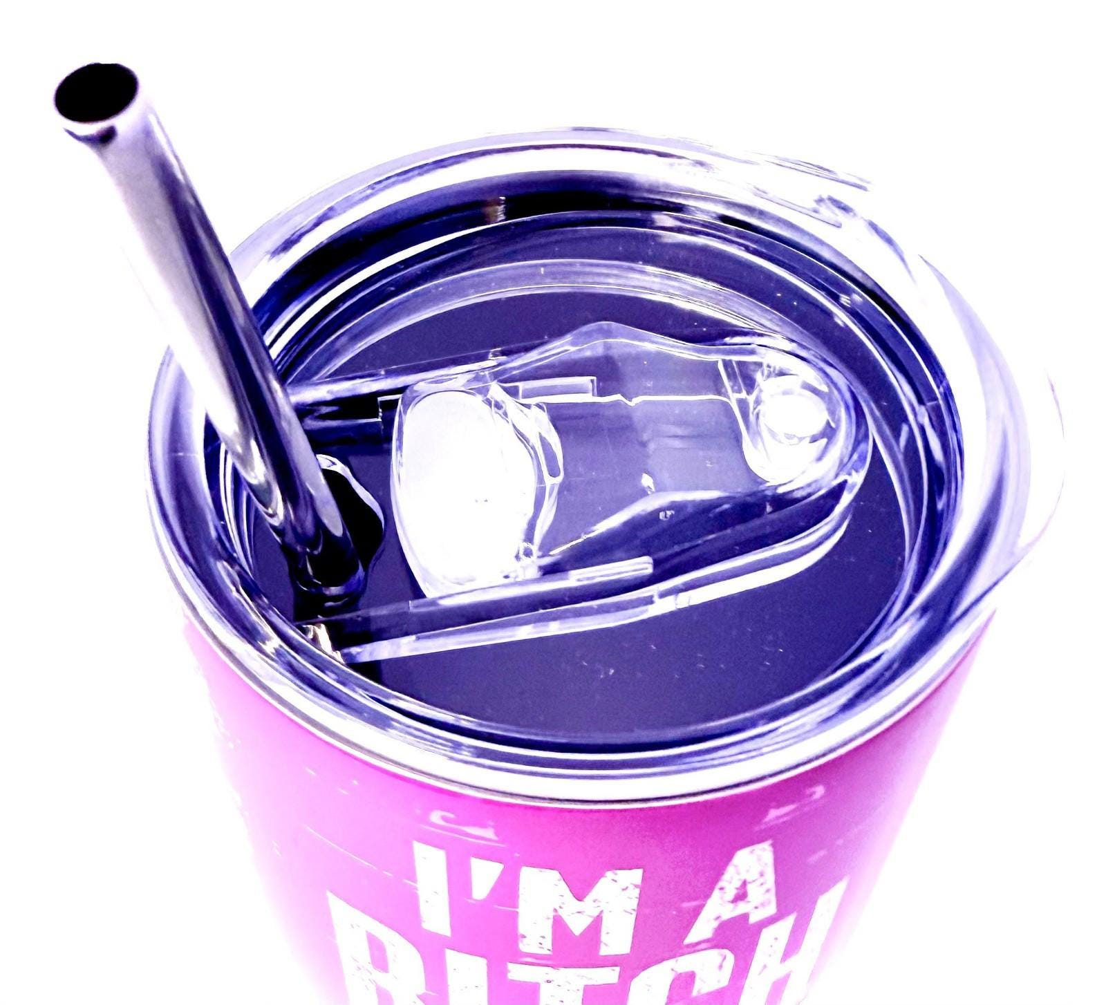 20 oz Neon Pink Danger Warning Stainless Steel Tumbler with Lid, Straw