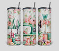 20 oz Floral Sewing Stainless Steel Tumbler with Lid, Straw