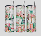20 oz Floral Sewing Stainless Steel Tumbler with Lid, Straw