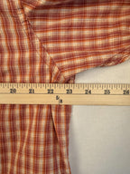 Eddie Bauer Shirt Men's L Orange Red Plaid Short Sleeve Button Up Relaxed Fit