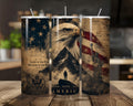 20 oz American Pride Stainless Steel Tumbler with Lid, Straw