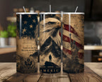 20 oz American Pride Stainless Steel Tumbler with Lid, Straw