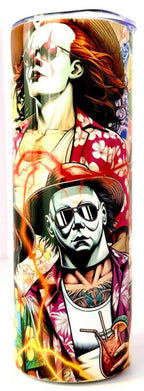 20 oz Horror Summer Stainless Steel Tumbler with Lid, Straw