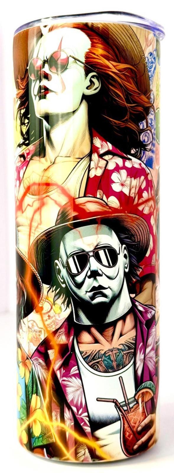 20 oz Horror Summer Stainless Steel Tumbler with Lid, Straw