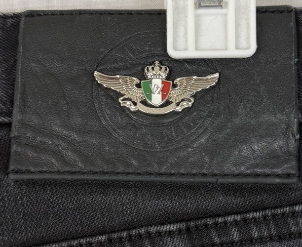 Laiketluo Mens Jeans Sz 31 Black - Metal Logo - Italy Design - Embroidered