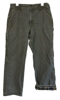 Carhartt Men Flannel Lined Pants 34x30 Loose Fit BN0111-M Green Gray