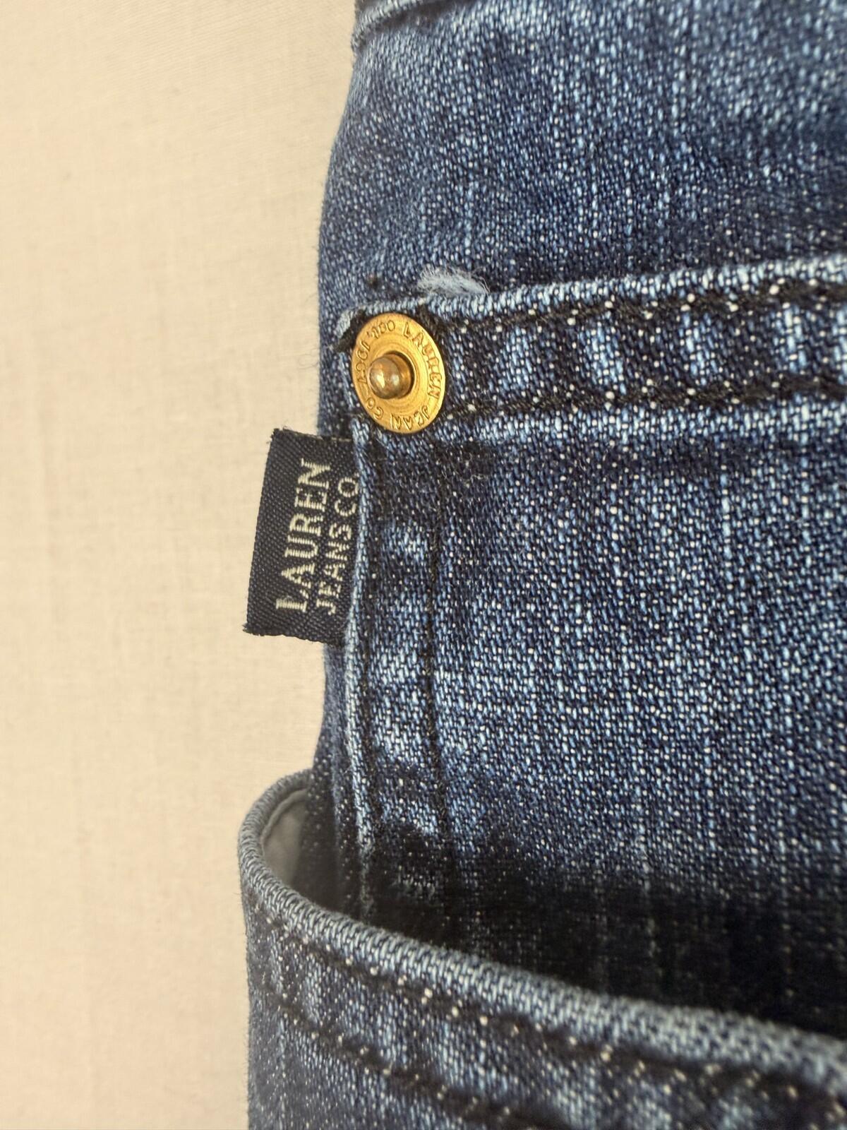 Lauren Ralph Lauren Jeans Women Size 12P Petite Blue Classic Straight Whiskers