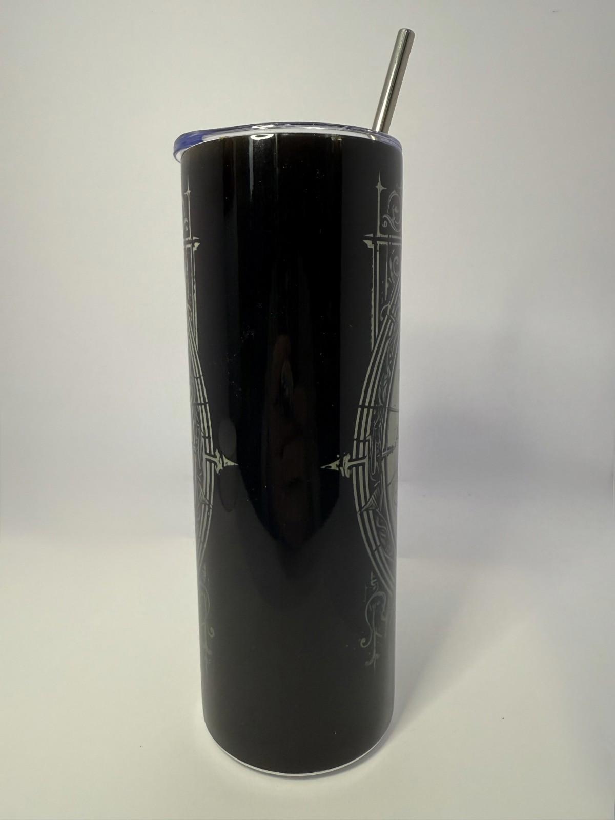 20 oz Norse Raven Stainless Steel Tumbler with Lid, Straw