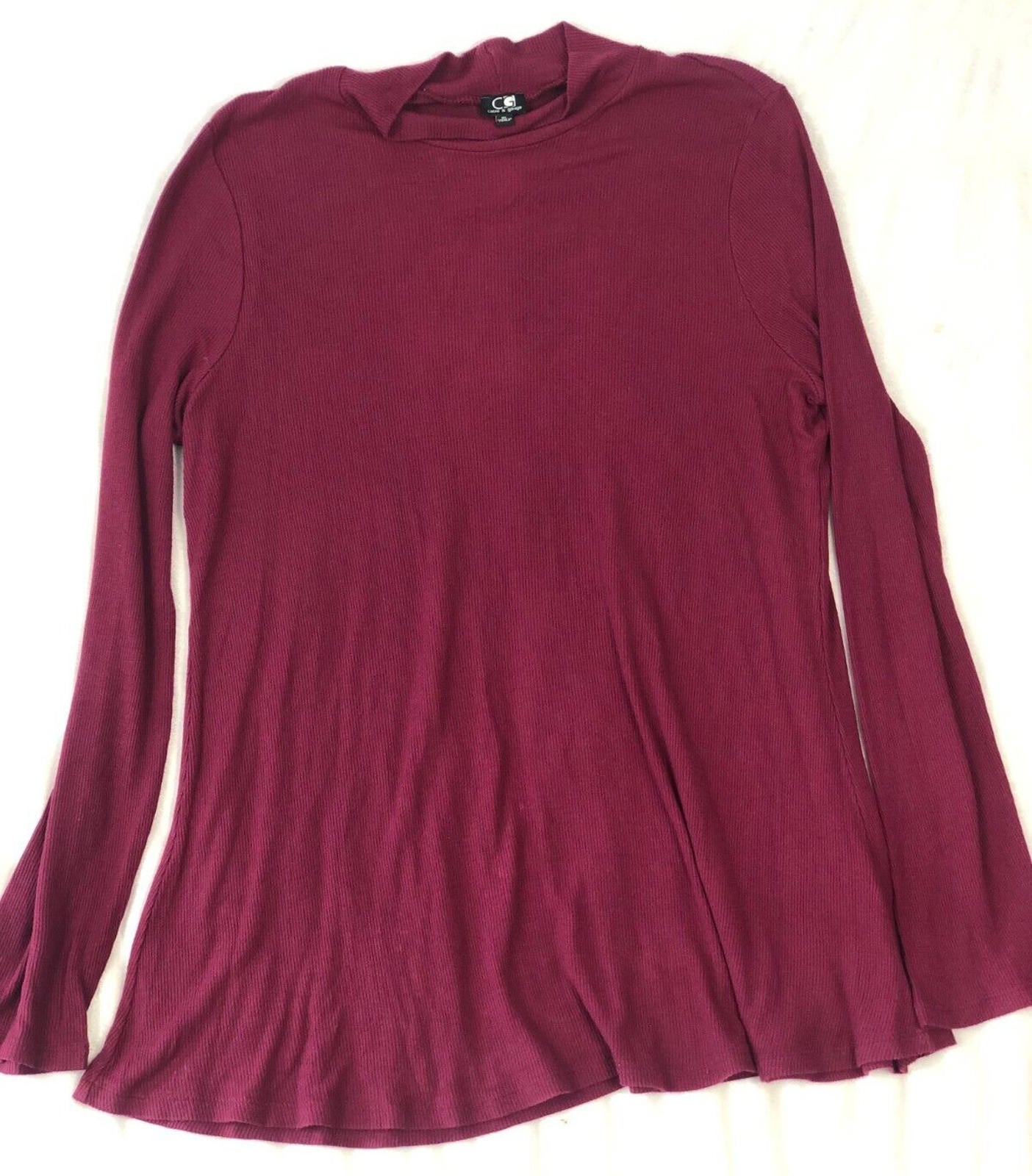 Cable & Gauge Womens Pullover Sweater XL burgundy Mock Neck Long Sleeve Knit