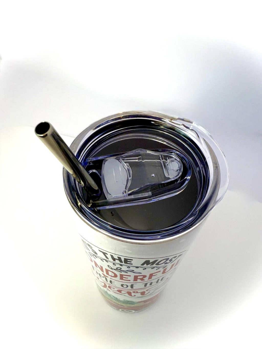 20 oz Wonderful Time of Year Stainless Steel Tumbler with Lid, Straw