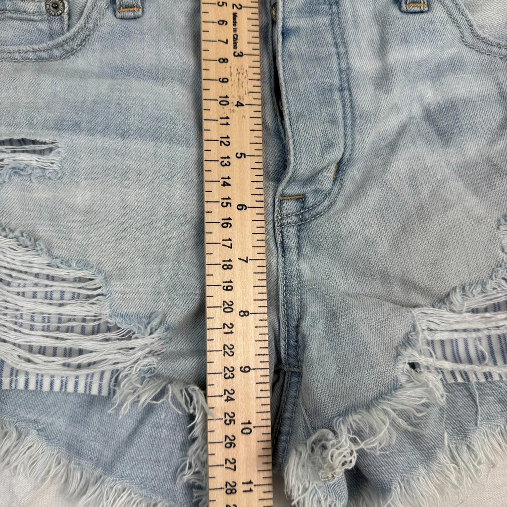 American Eagle Womens Shorts Sz 0 Button Fly Vintage HiRise Festival Distressed