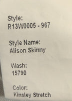 R13 Alison  Skinny Jeans Womens Size 31 Blue - Made in Italy