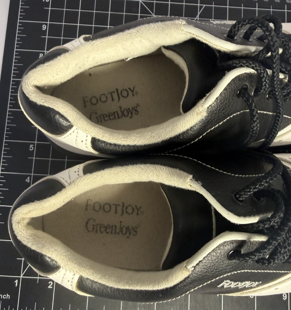 FootJoy Womens Golf Shoes Size 7.5 Oxford Two Tone Black White Spikes Lace Up