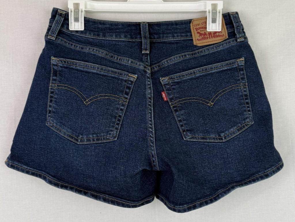 Levis A-Line Denim Shorts Dark Blue Size 28 Women's Classic 5-Pocket