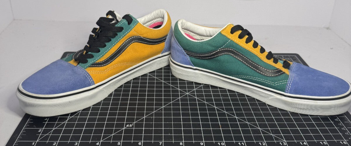 VANS Old Skool Limited Edition ColorBlock Shoes Mens 9.5 Blue Green Yellow