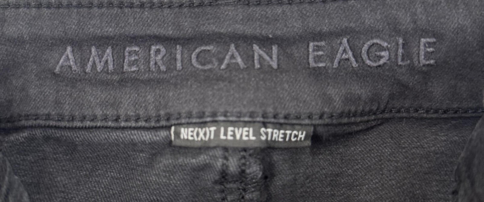 American Eagle Next Level Stretch Super Hi Rise Jegging Womens 12 Black Distress