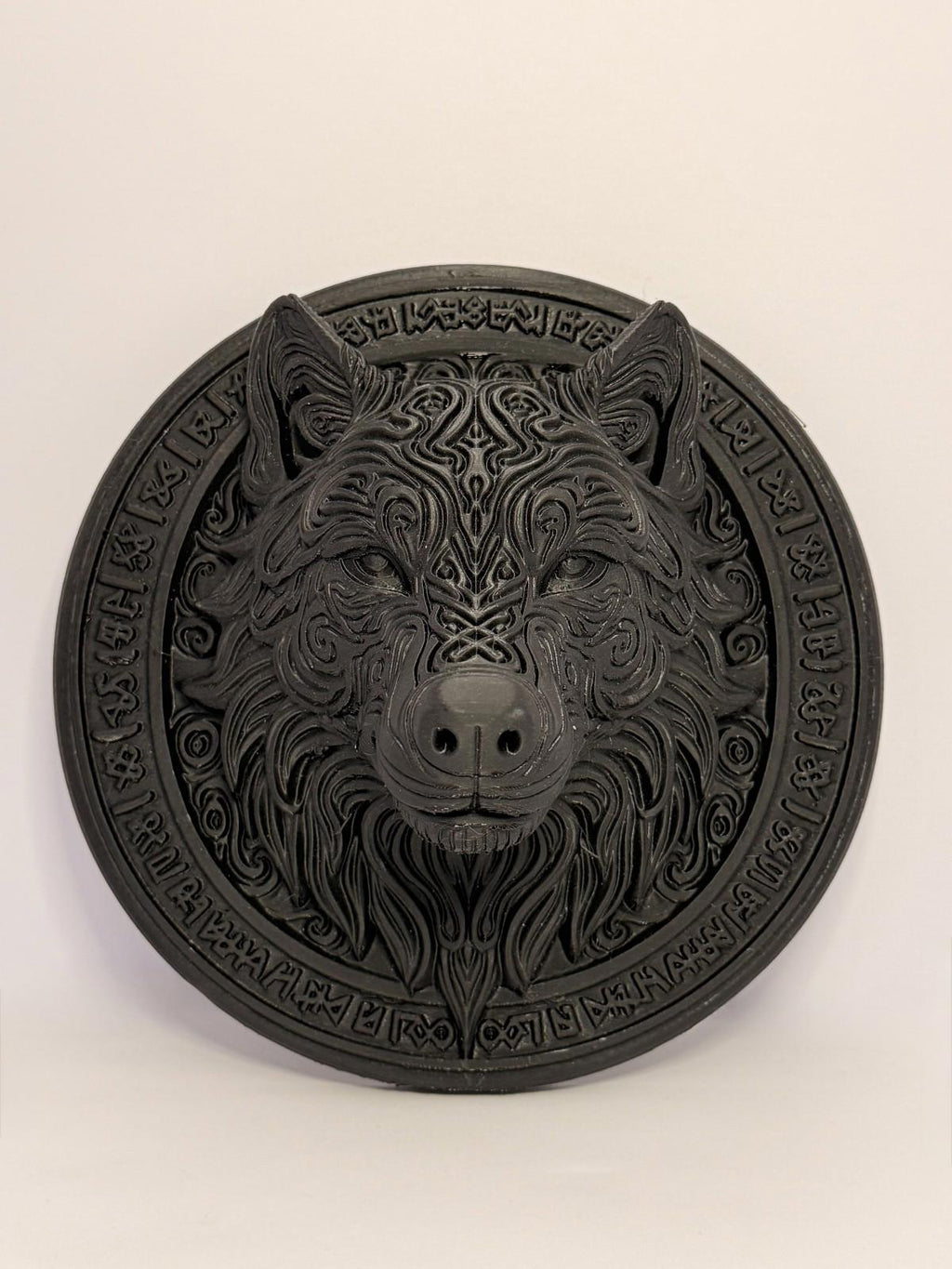 3D Printed Wolf Runes Large Plaque - Black