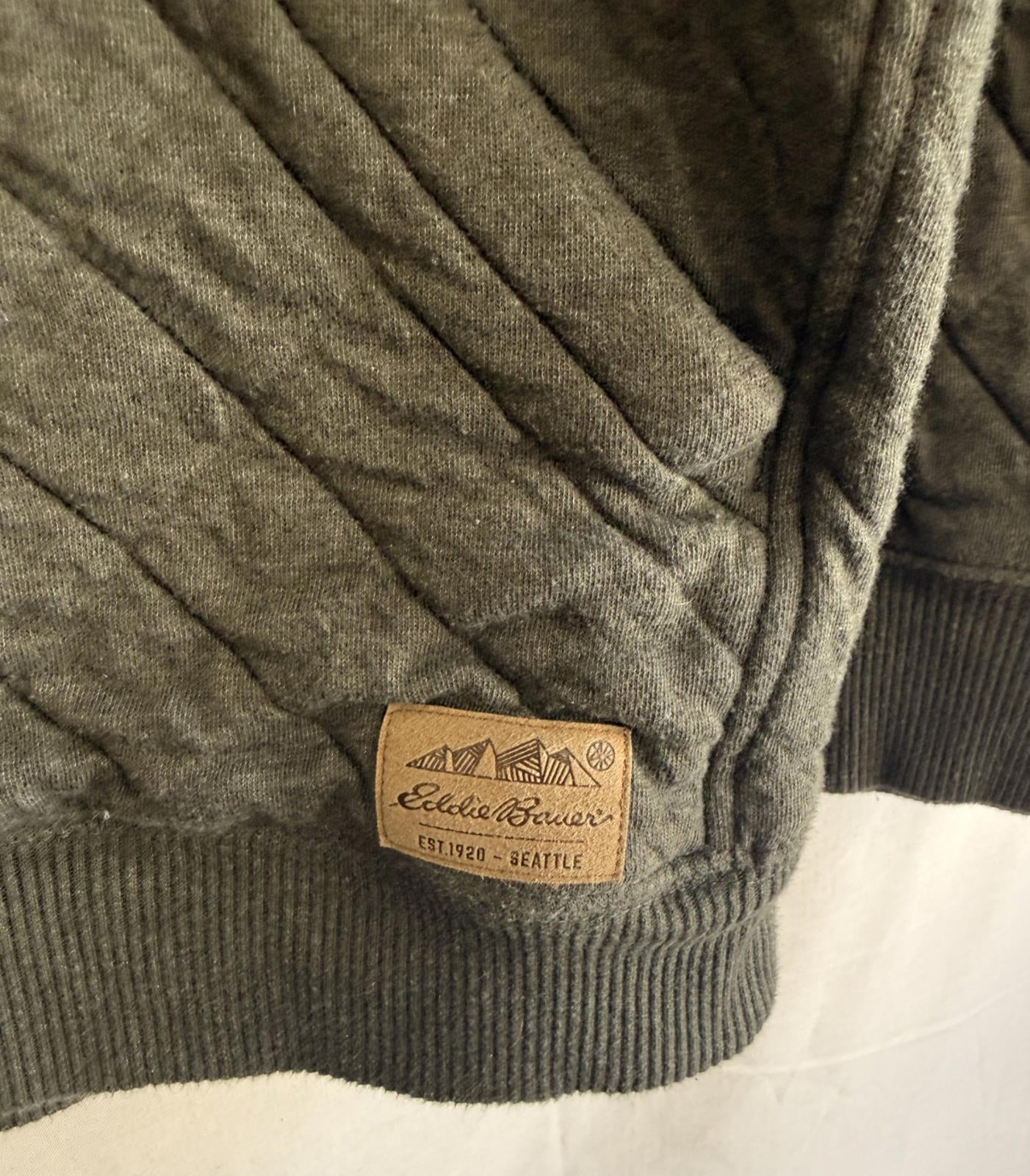 Eddie Bauer Mens Full Zip Hoodie T2XL Quilted Green