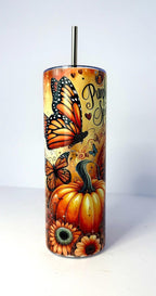 20 oz Pumpkin Spice Season Stainless Steel Tumbler with Lid, Straw