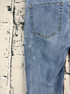 Free People Button Fly Raw Hem Ankle Blue Denim Skinny Jeans Size 28