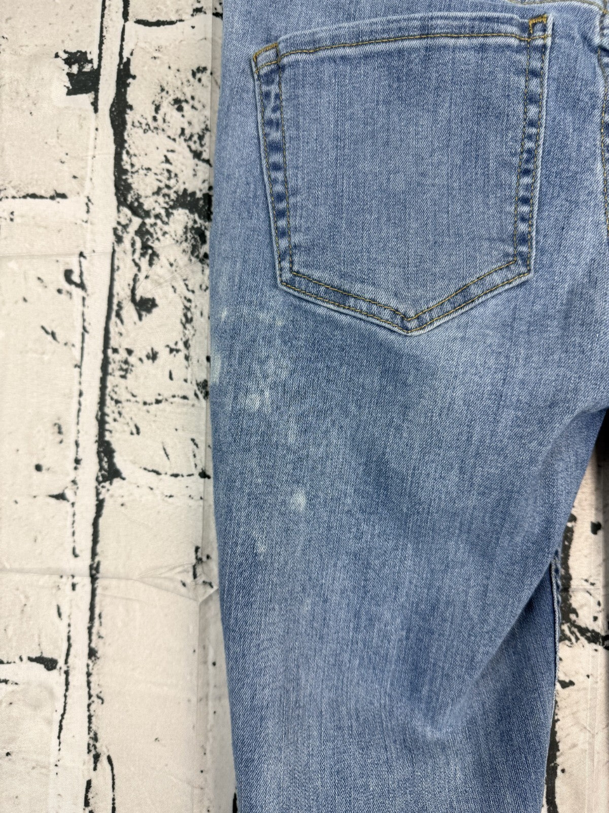 Free People Button Fly Raw Hem Ankle Blue Denim Skinny Jeans Size 28