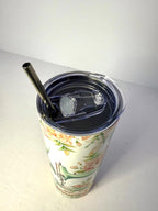 20 oz Floral Sewing Stainless Steel Tumbler with Lid, Straw