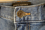 Banana Republic Girlfriend Jeans Womens 29/8 Blue Relaxed Tapered Stretch RawHem