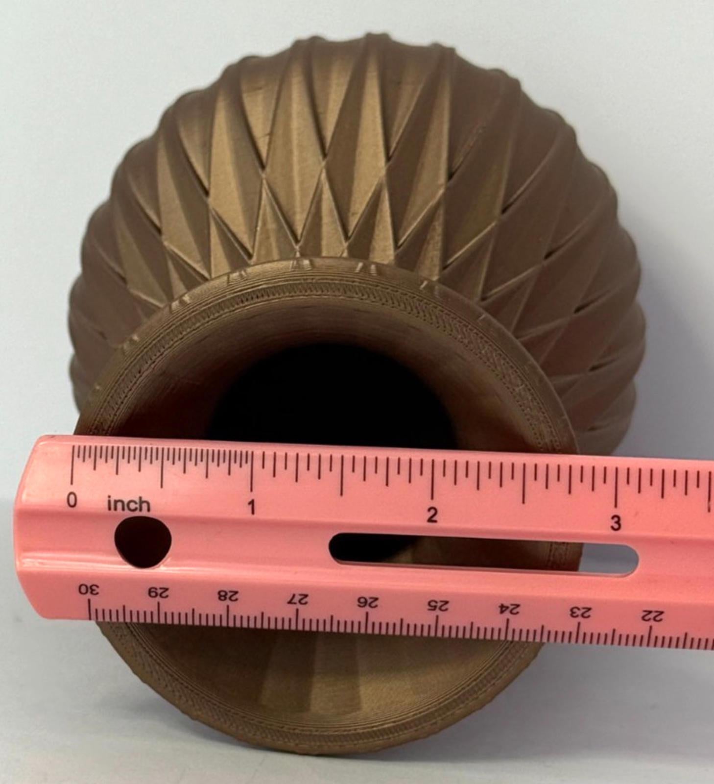 Copper Brown Metallic Vase - 3D Printed in PLA Plastic - 7 inches Tall