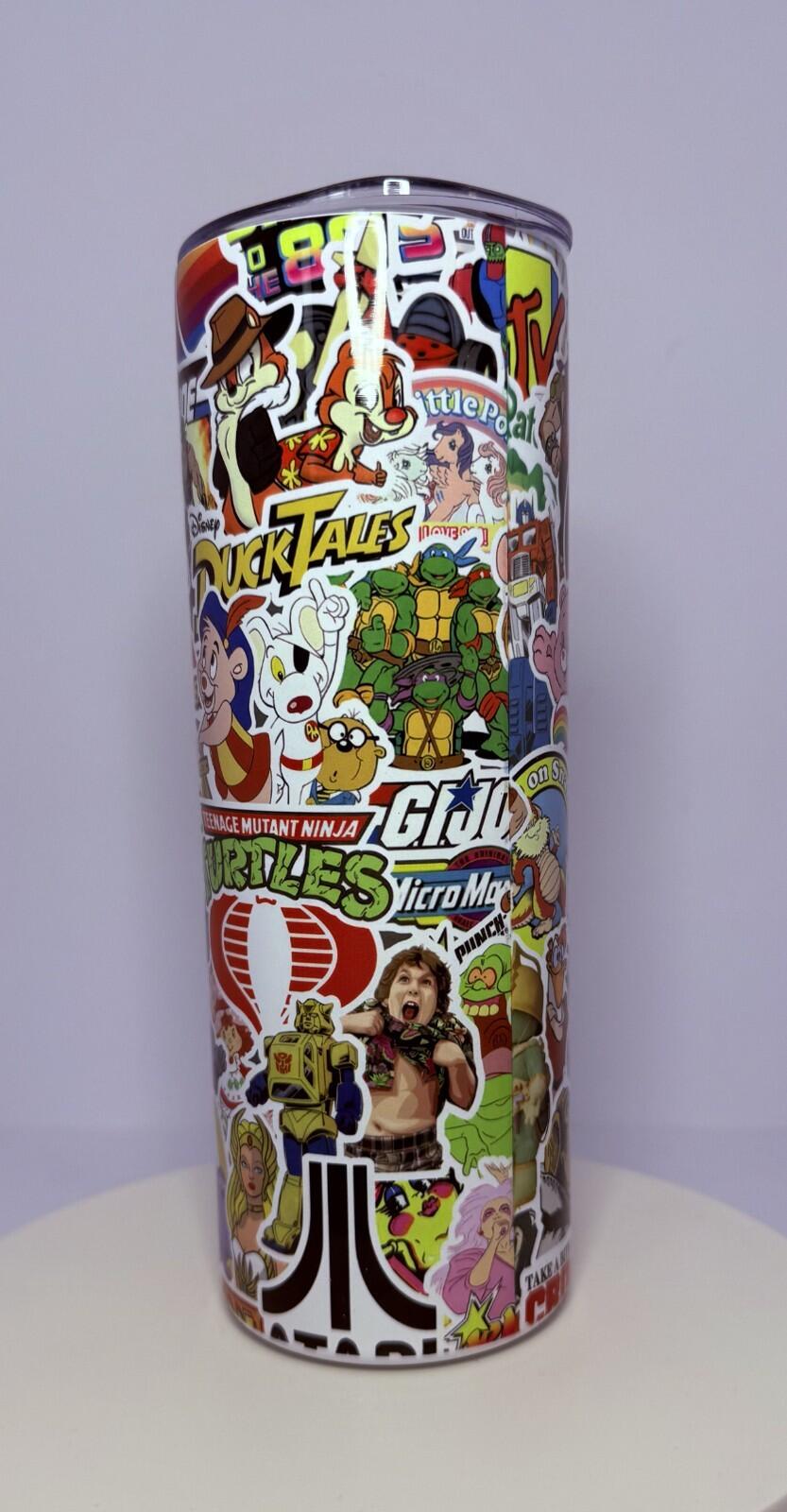 20 oz I Love the 80's  Stainless Steel Tumbler with Lid, Straw