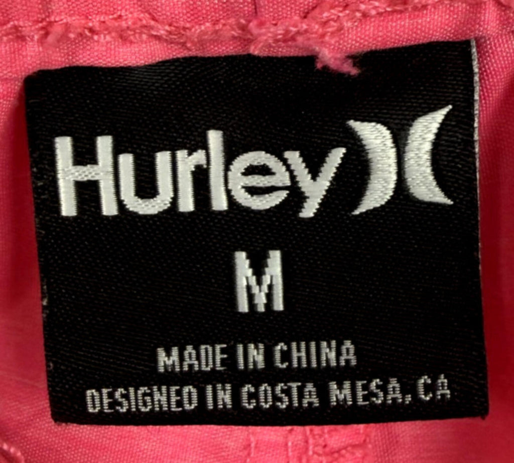 Hurley Mens Pink Drawstring Swim Shorts Size Medium 32 Elastic Waist Pocket