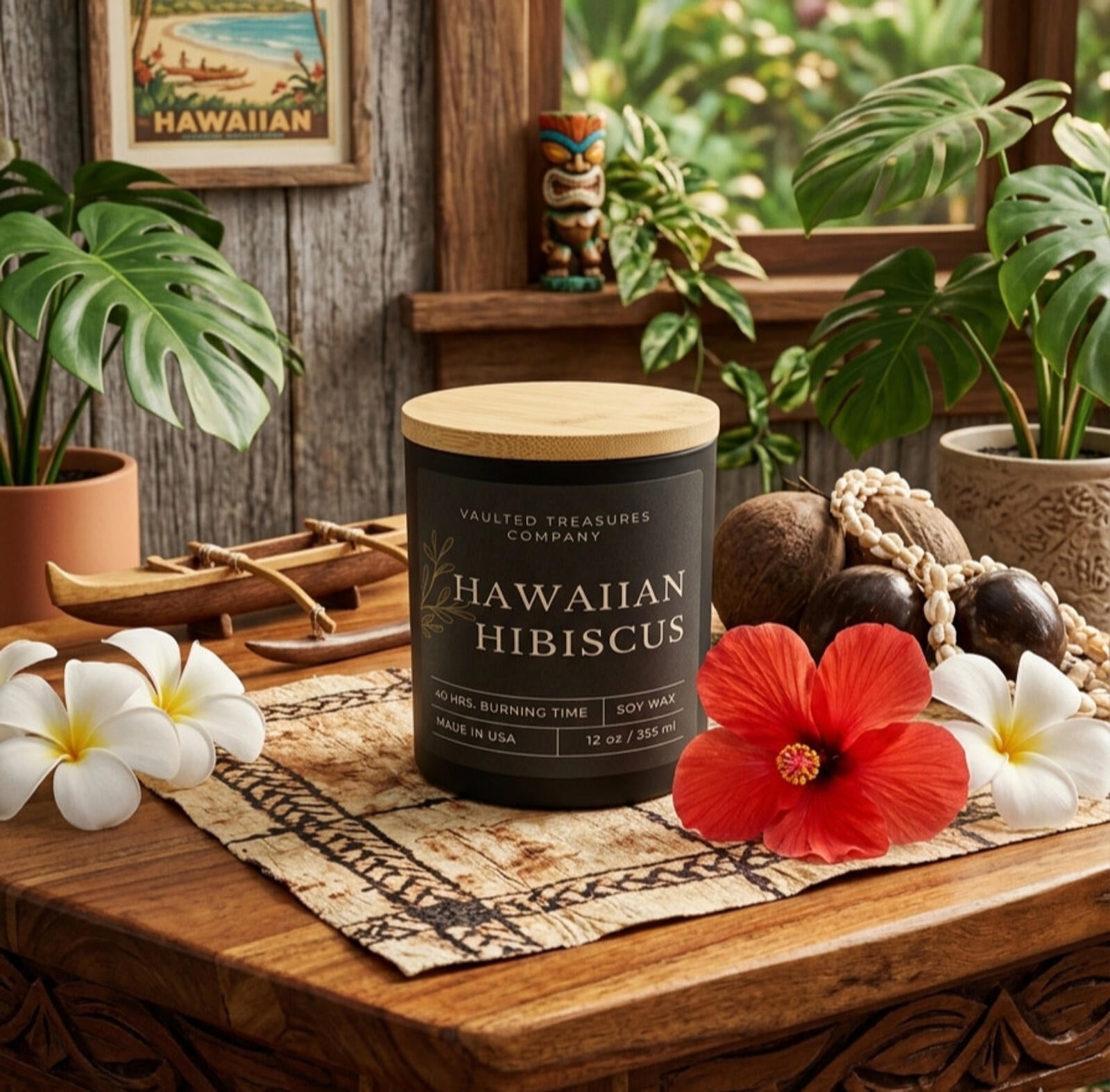 Hawaiian Hibiscus Handmade Premium Soy Candle 12oz