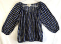 Michael Kors Nautical Blouse Top Womens Size Large Rope And Chain Blue & Gold