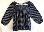 Michael Kors Nautical Blouse Top Womens Size Large Rope And Chain Blue & Gold