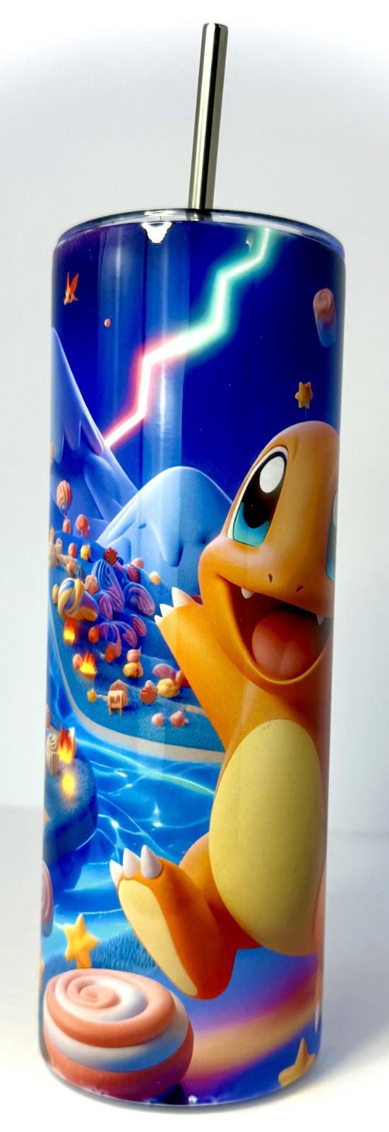 20 oz Charmander Stainless Steel Tumbler with Lid, Straw ~ Pokemon