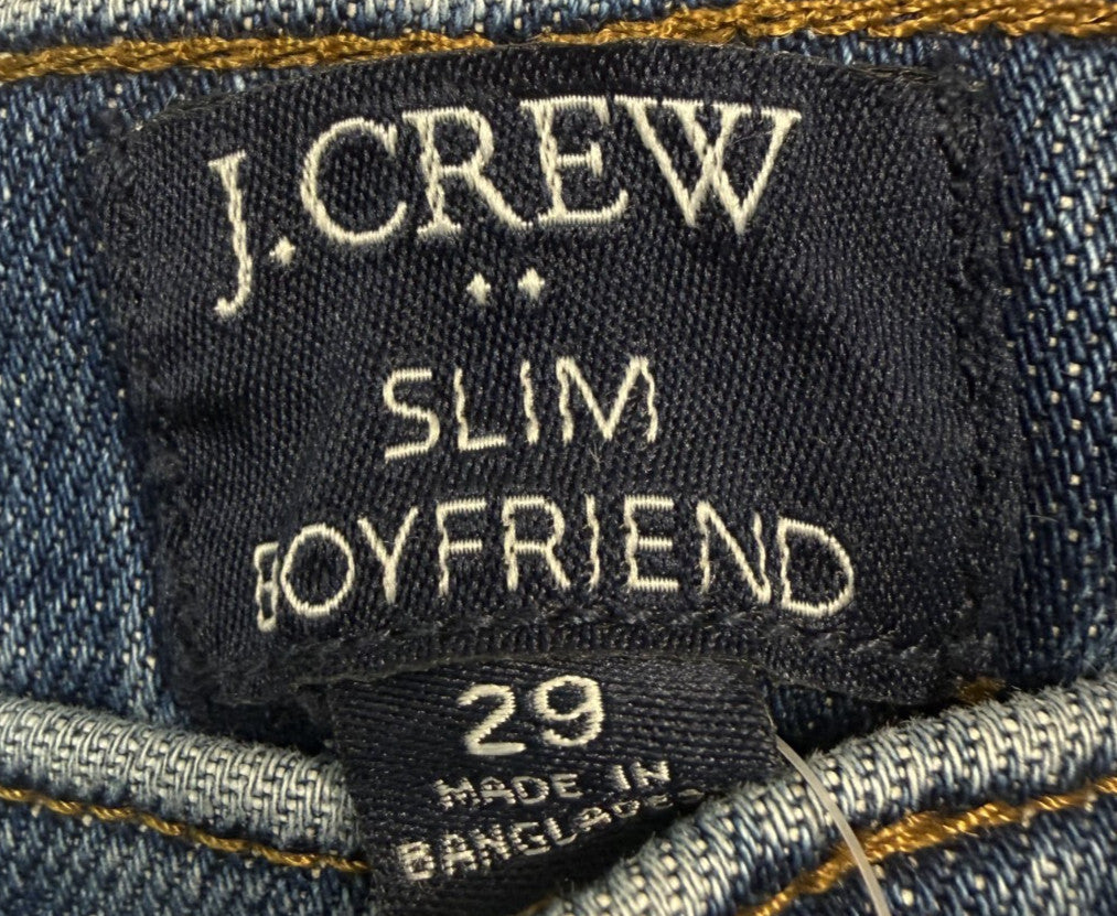 NEW J.Crew Slim Boyfriend Jeans Women Size 29 Raw Hem Medium Wash Stretch
