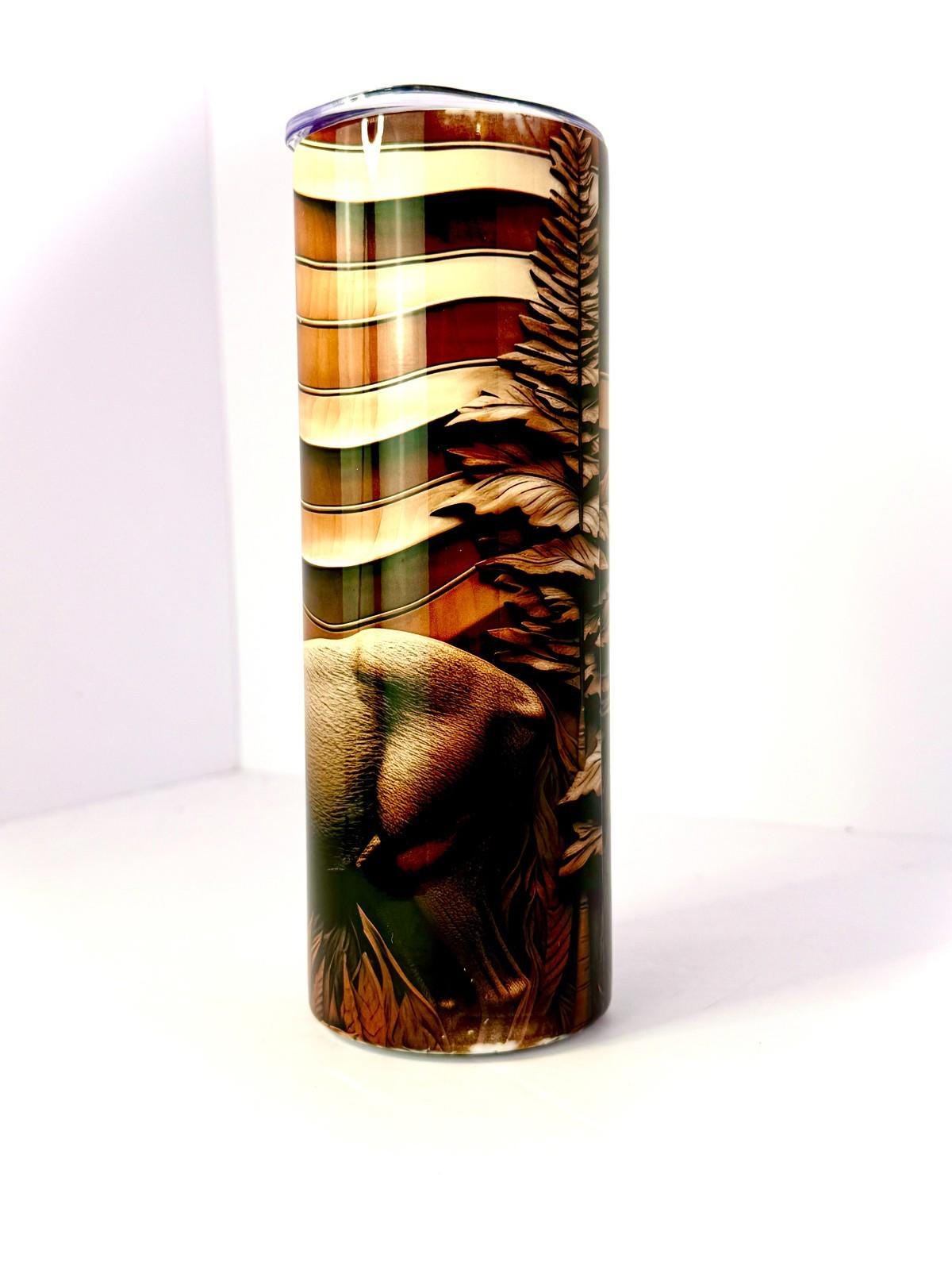 20 oz Deer Patriotic Stainless Steel Tumbler with Lid, Straw