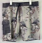 Salt Life SLX-QD Vapor Strength Swim Shorts Trunks Size 38 Marlin Flag Adult