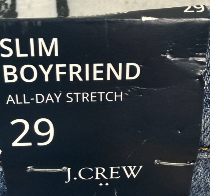 NEW J.Crew Slim Boyfriend Jeans Women Size 29 Raw Hem Medium Wash Stretch