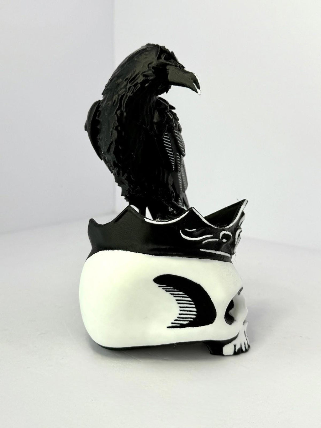 King Skull with Crow 3D Printed PLA - 7 Inch
