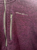 Eddie Bauer Sweater Men TXL Burgundy 1/4 Zip Hiking Fleece Outdoors Pullover