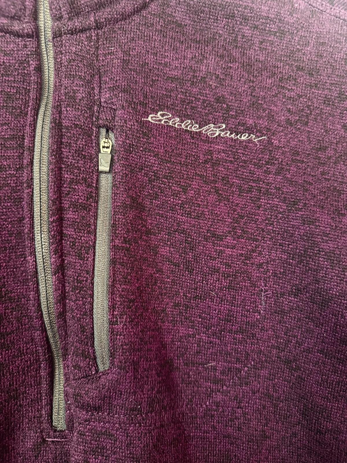 Eddie Bauer Sweater Men TXL Burgundy 1/4 Zip Hiking Fleece Outdoors Pullover