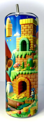 20 oz Mario Stainless Steel Tumbler with Lid, Straw